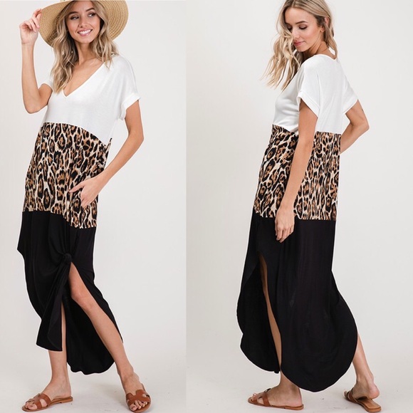 RESTOCKED Boutique Cheetah Color Block Dress - Picture 4 of 6